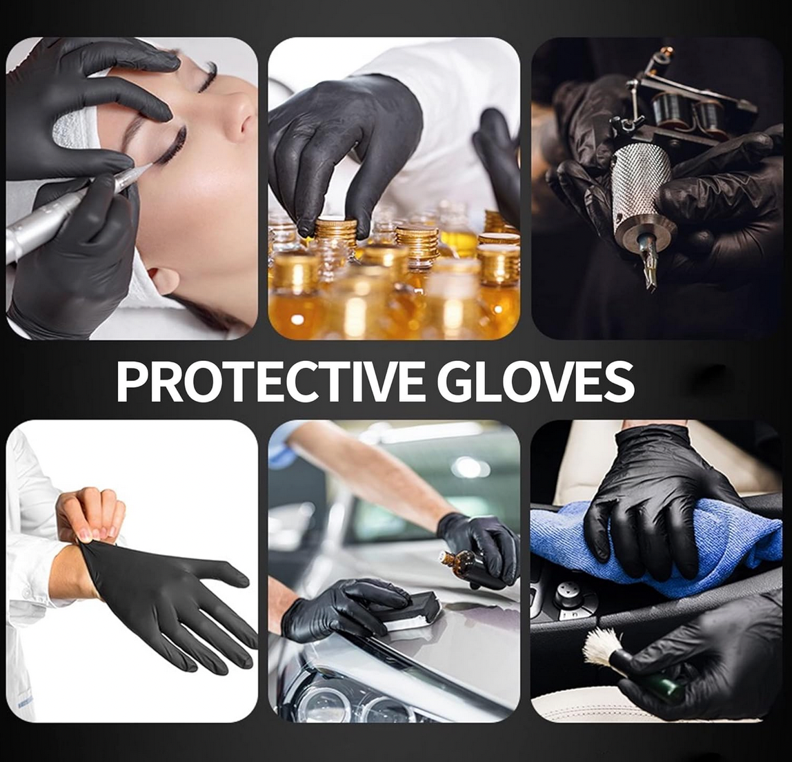 1000 counts 6 Mil Ultra Stretch Professional Heavy-Duty Black Nitrile Exam Gloves