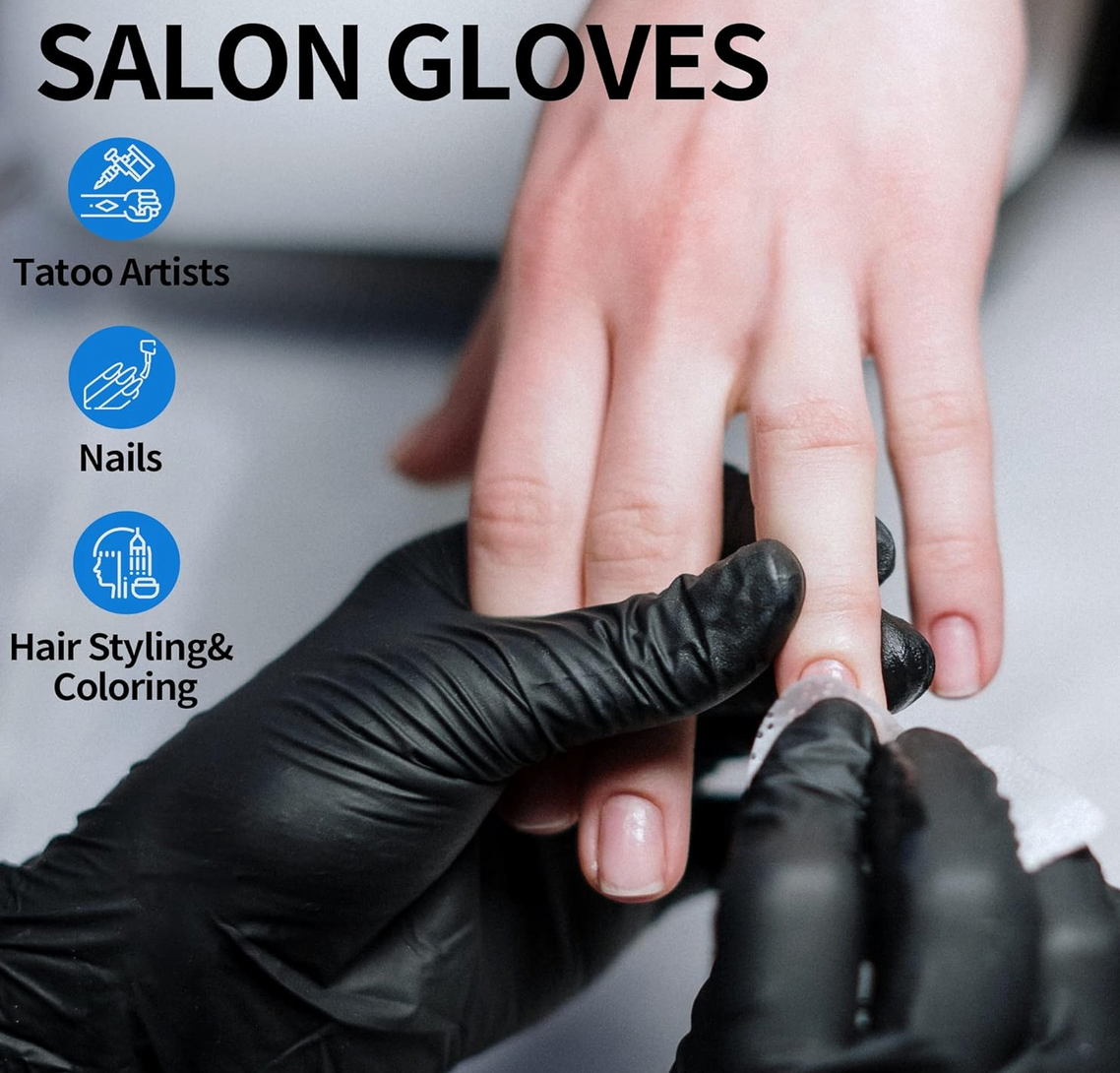 1000 counts 6 Mil Ultra Stretch Professional Heavy-Duty Black Nitrile Exam Gloves