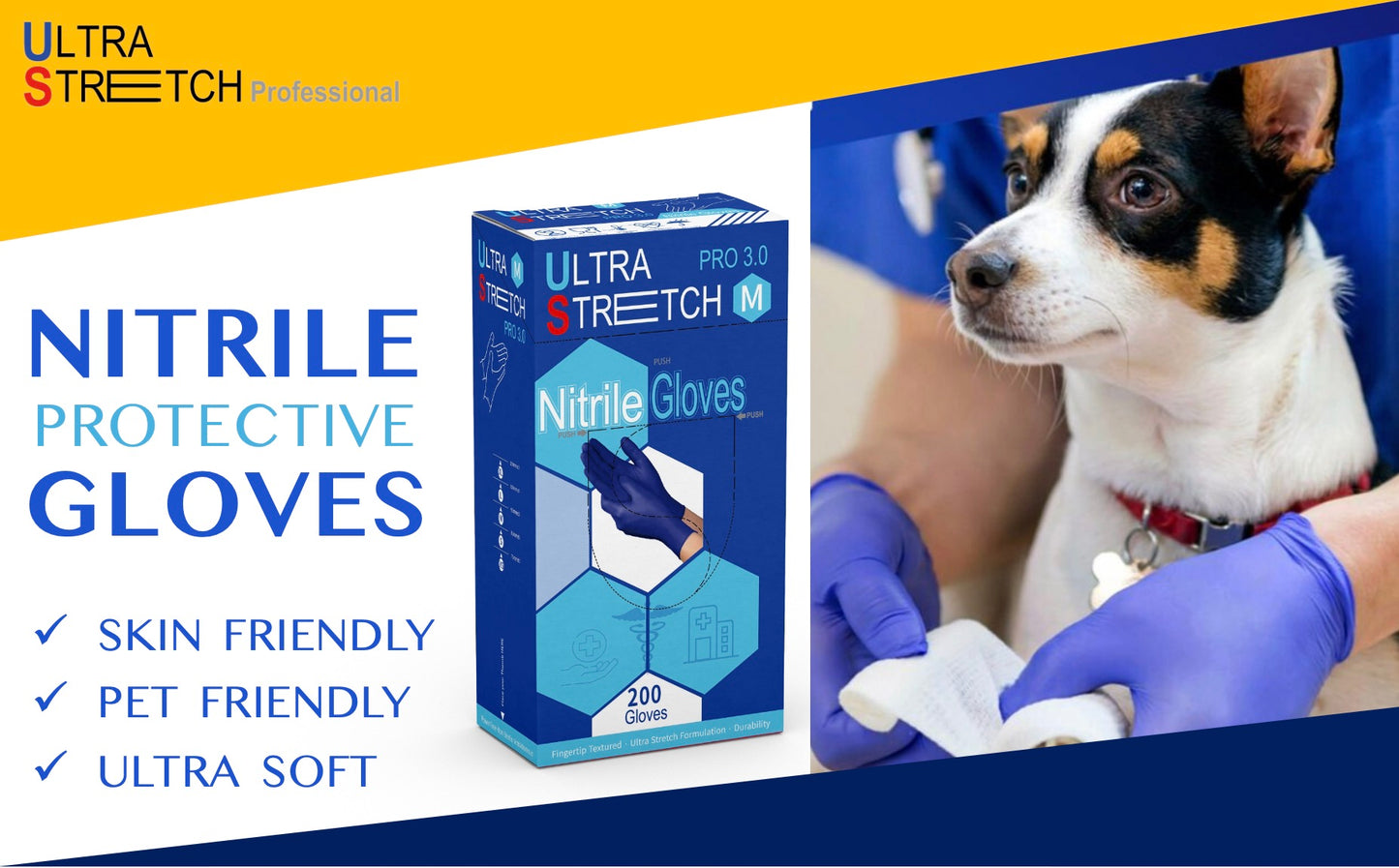 Ultra Stretch Professional Cobalt Blue Nitrile Exam Gloves – 3 Mil (200/Box)