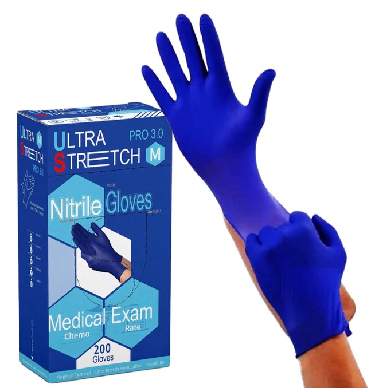 Ultra Stretch Professional Cobalt Blue Nitrile Exam Gloves – 3 Mil (200/Box)