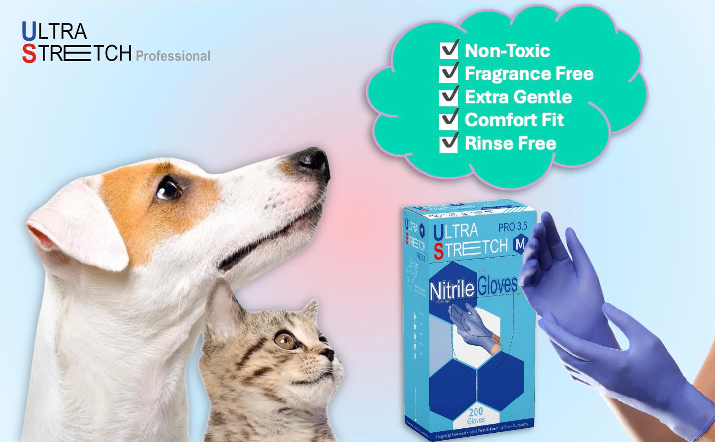 Ultra Stretch Professional Ice Blue Nitrile Exam Gloves – 3.5 Mil (200/Box)