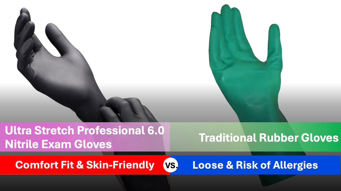 1000 counts 6 Mil Ultra Stretch Professional Heavy-Duty Black Nitrile Exam Gloves