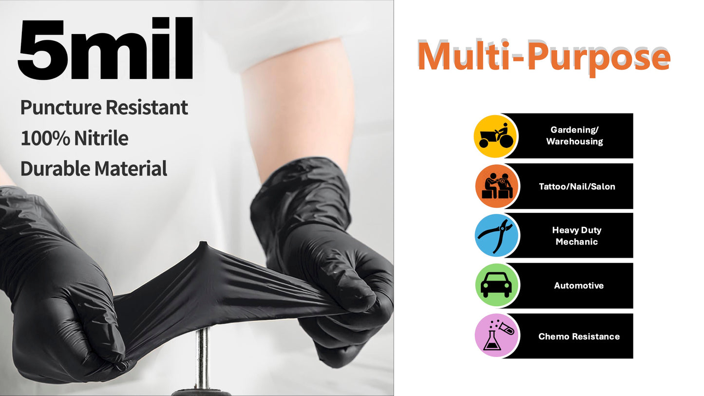 Ultra Stretch Professional Black Nitrile Exam Gloves – 5 Mil (100/Box)